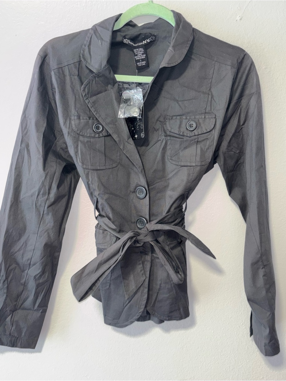 New York & Company Black Tie-Waist Utility Jacket